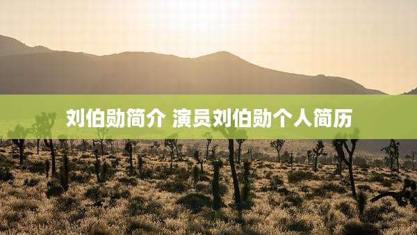 刘伯勋简介 演员刘伯勋个人简历
