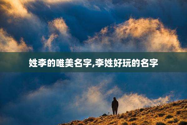 姓李的唯美名字,李姓好玩的名字