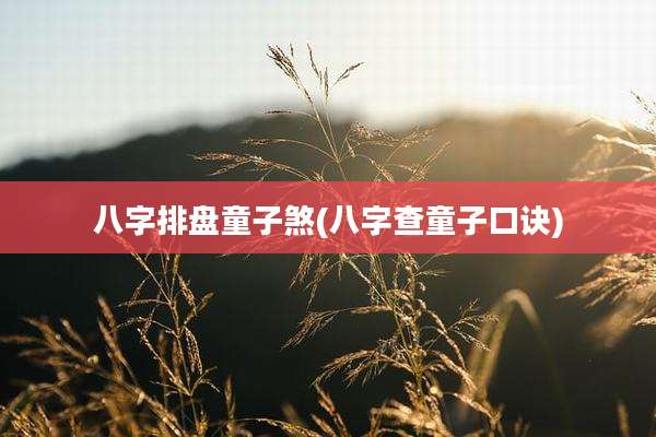 八字排盘童子煞(八字查童子口诀)