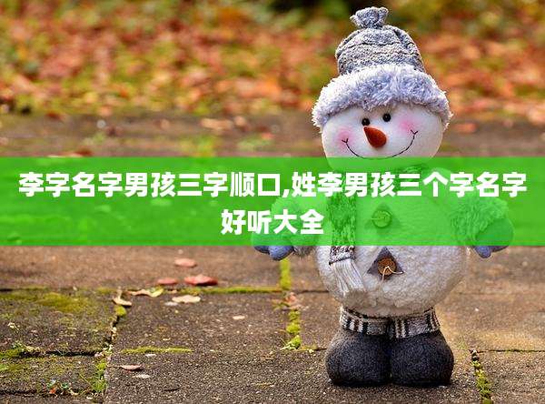 李字名字男孩三字顺口,姓李男孩三个字名字好听大全