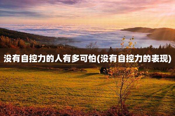 没有自控力的人有多可怕(没有自控力的表现)