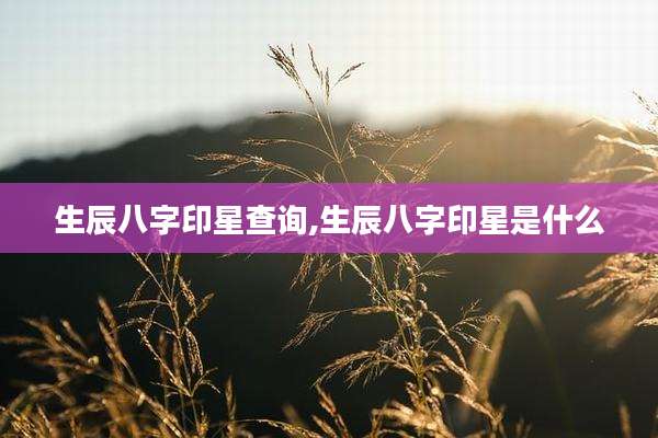 生辰八字印星查询,生辰八字印星是什么