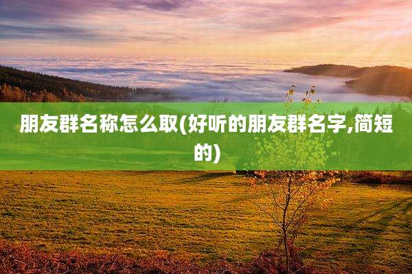 朋友群名称怎么取(好听的朋友群名字,简短的)