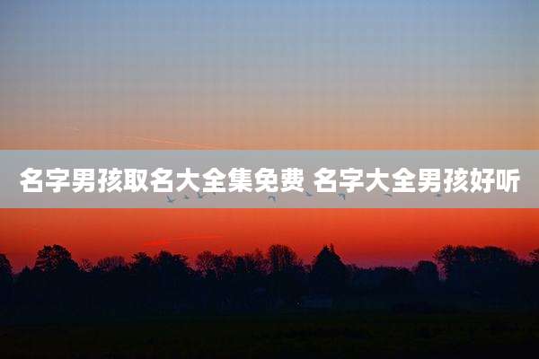 名字男孩取名大全集免费 名字大全男孩好听