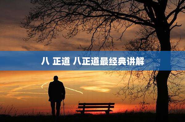 八 正道 八正道最经典讲解