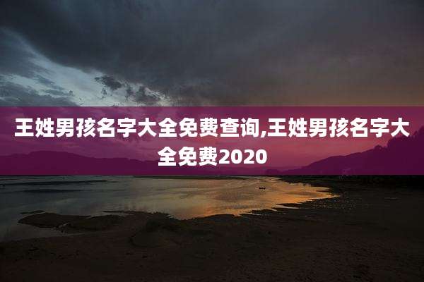 王姓男孩名字大全免费查询,王姓男孩名字大全免费2020