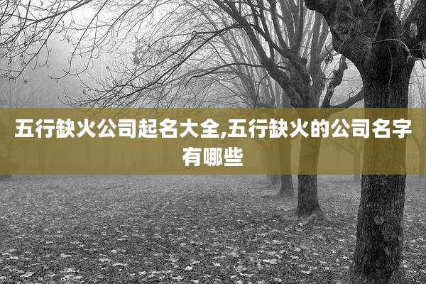 五行缺火公司起名大全,五行缺火的公司名字有哪些