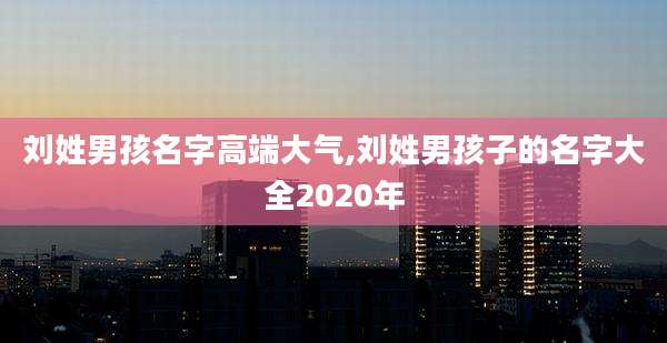刘姓男孩名字高端大气,刘姓男孩子的名字大全2020年