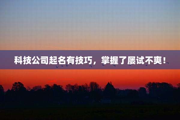科技公司起名有技巧，掌握了屡试不爽！