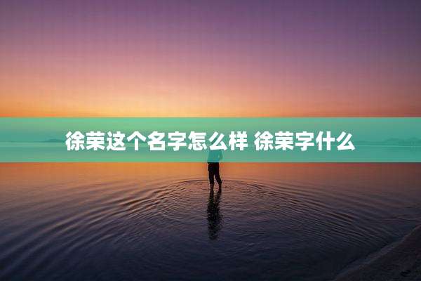 徐荣这个名字怎么样 徐荣字什么