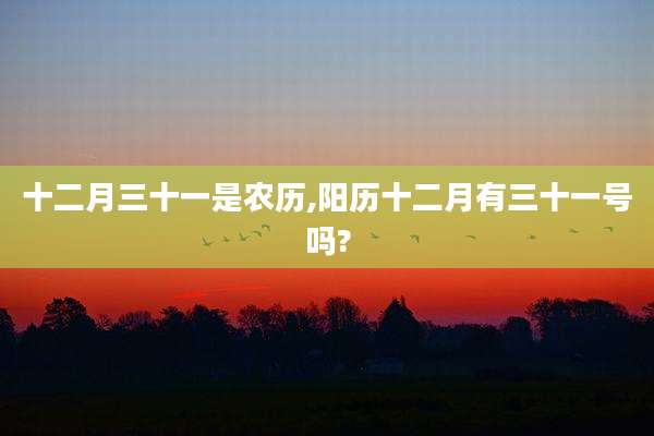 十二月三十一是农历,阳历十二月有三十一号吗?