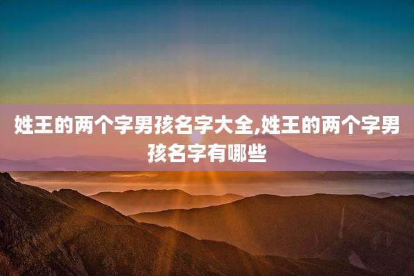 姓王的两个字男孩名字大全,姓王的两个字男孩名字有哪些
