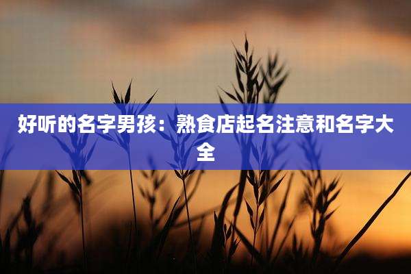 好听的名字男孩：熟食店起名注意和名字大全
