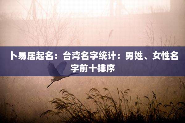 卜易居起名：台湾名字统计：男姓、女性名字前十排序