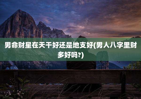 男命财星在天干好还是地支好(男人八字里财多好吗?)