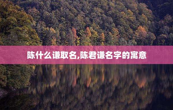 陈什么谦取名,陈君谦名字的寓意