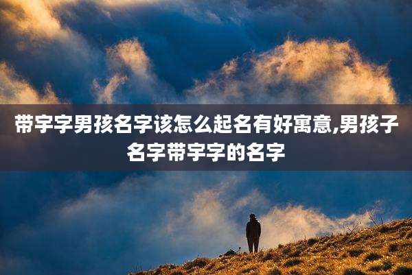 带宇字男孩名字该怎么起名有好寓意,男孩子名字带宇字的名字