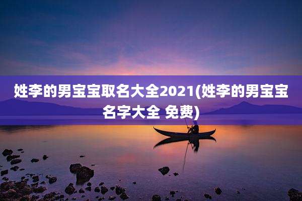 姓李的男宝宝取名大全2021(姓李的男宝宝名字大全 免费)