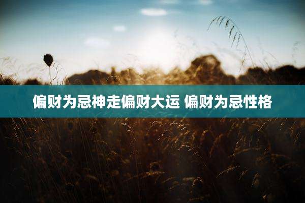 偏财为忌神走偏财大运 偏财为忌性格