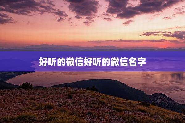 好听的微信好听的微信名字