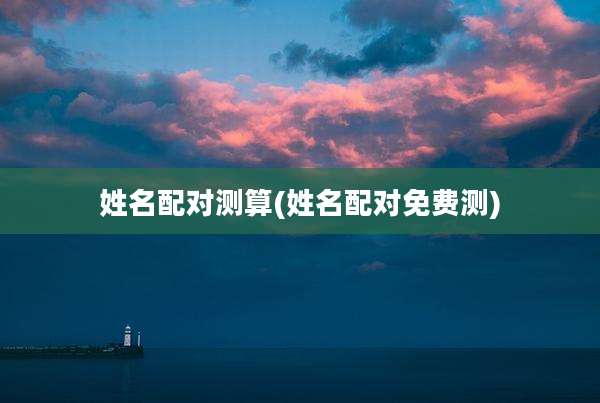 姓名配对测算(姓名配对免费测)