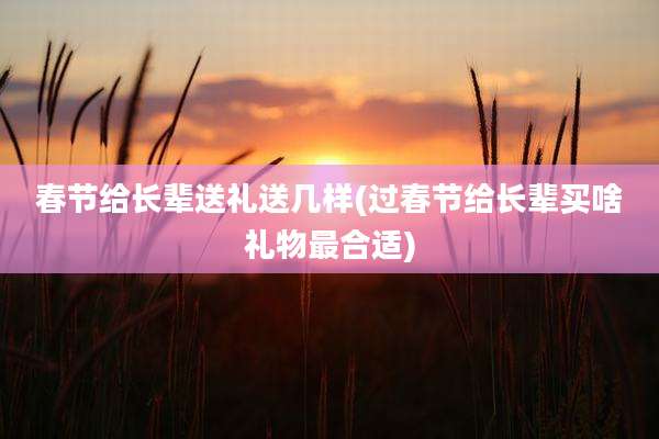 春节给长辈送礼送几样(过春节给长辈买啥礼物最合适)