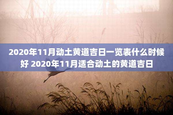 2020年11月动土黄道吉日一览表什么时候好 2020年11月适合动土的黄道吉日