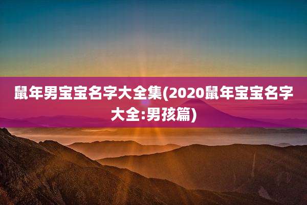 鼠年男宝宝名字大全集(2020鼠年宝宝名字大全:男孩篇)