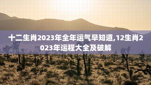 十二生肖2023年全年运气早知道,12生肖2023年运程大全及破解