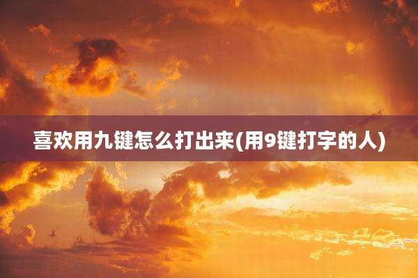 喜欢用九键怎么打出来(用9键打字的人)