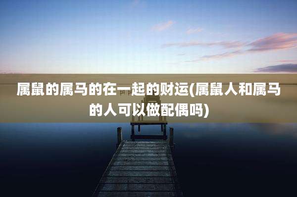 属鼠的属马的在一起的财运(属鼠人和属马的人可以做配偶吗)