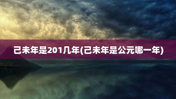 己未年是201几年(己未年是公元哪一年)