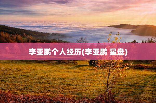 李亚鹏个人经历(李亚鹏 星盘)
