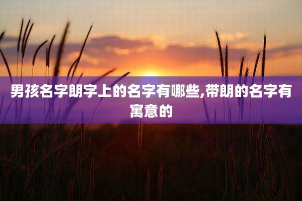 男孩名字朗字上的名字有哪些,带朗的名字有寓意的
