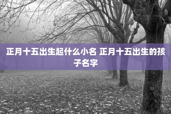 正月十五出生起什么小名 正月十五出生的孩子名字