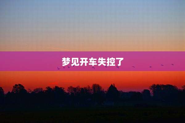 梦见开车失控了