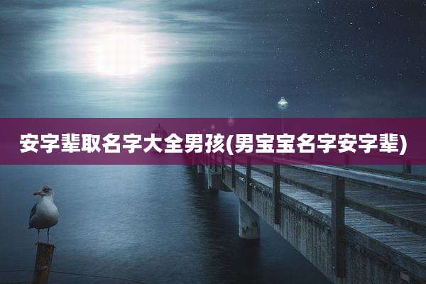 安字辈取名字大全男孩(男宝宝名字安字辈)