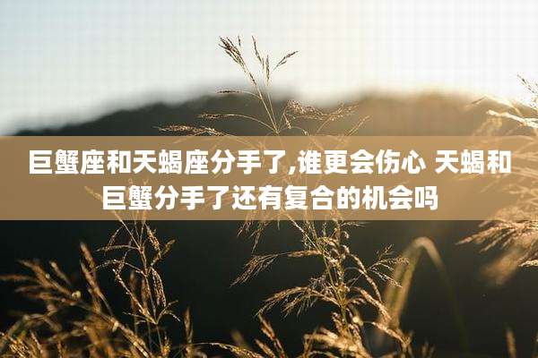 巨蟹座和天蝎座分手了,谁更会伤心 天蝎和巨蟹分手了还有复合的机会吗