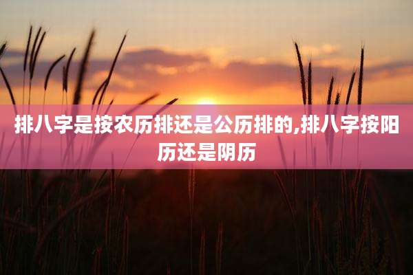排八字是按农历排还是公历排的,排八字按阳历还是阴历