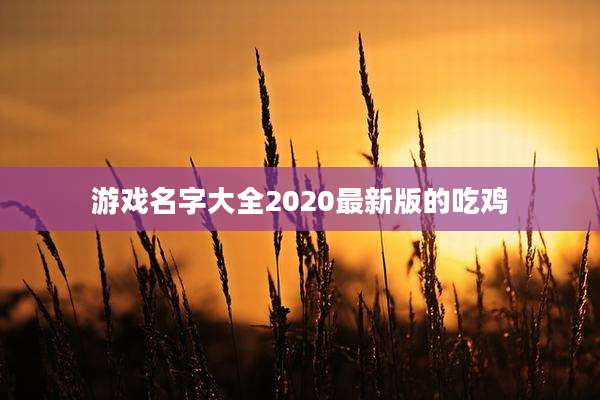 游戏名字大全2020最新版的吃鸡