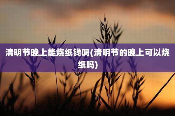 清明节晚上能烧纸钱吗(清明节的晚上可以烧纸吗)
