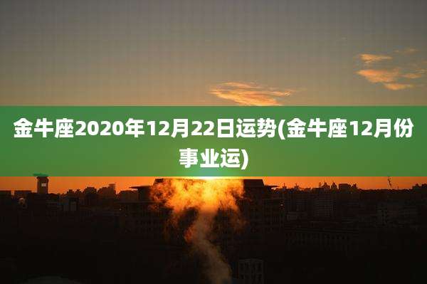 金牛座2020年12月22日运势(金牛座12月份事业运)