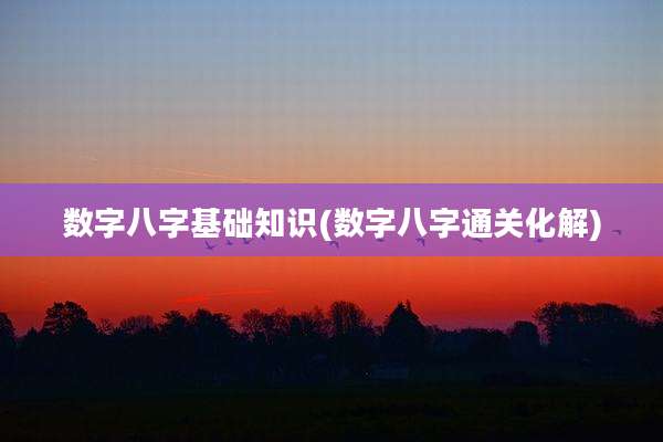 数字八字基础知识(数字八字通关化解)