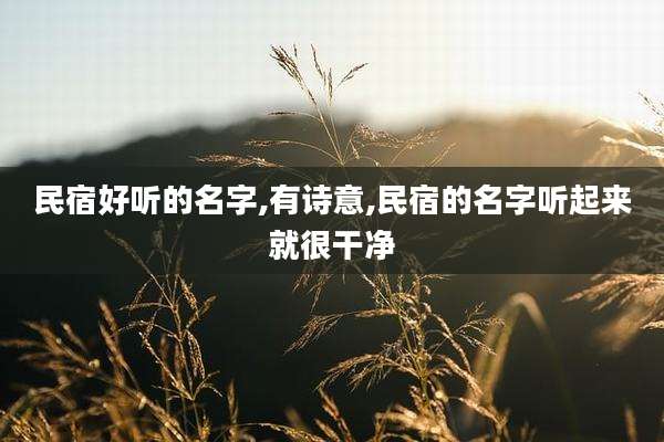 民宿好听的名字,有诗意,民宿的名字听起来就很干净