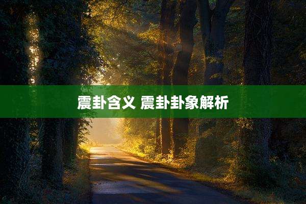 震卦含义 震卦卦象解析