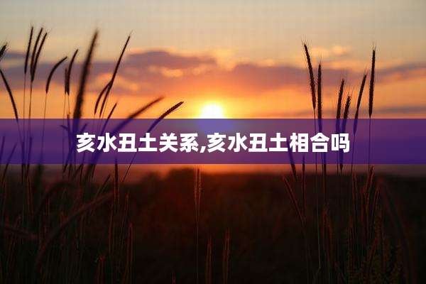 亥水丑土关系,亥水丑土相合吗