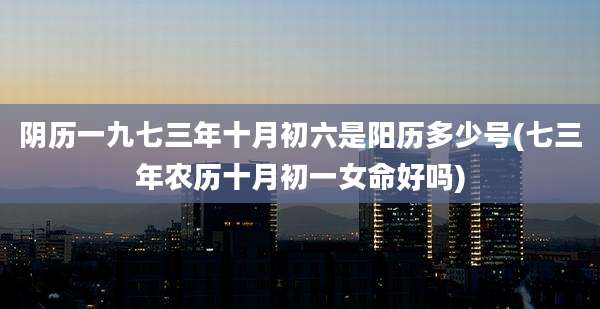 阴历一九七三年十月初六是阳历多少号(七三年农历十月初一女命好吗)