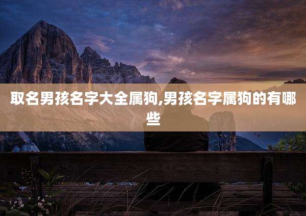 取名男孩名字大全属狗,男孩名字属狗的有哪些