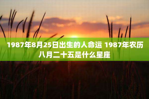1987年8月25日出生的人命运 1987年农历八月二十五是什么星座