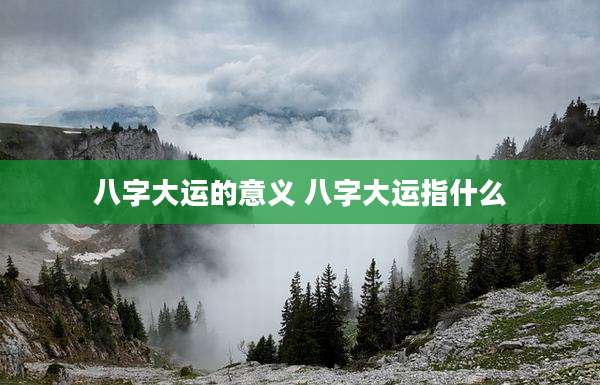 八字大运的意义 八字大运指什么